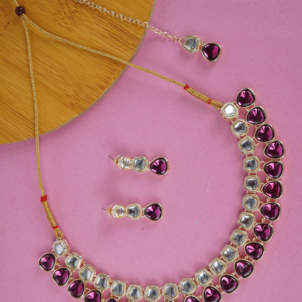 Divisha Alloy Gold-plated Purple Jewellery Set - Distacart