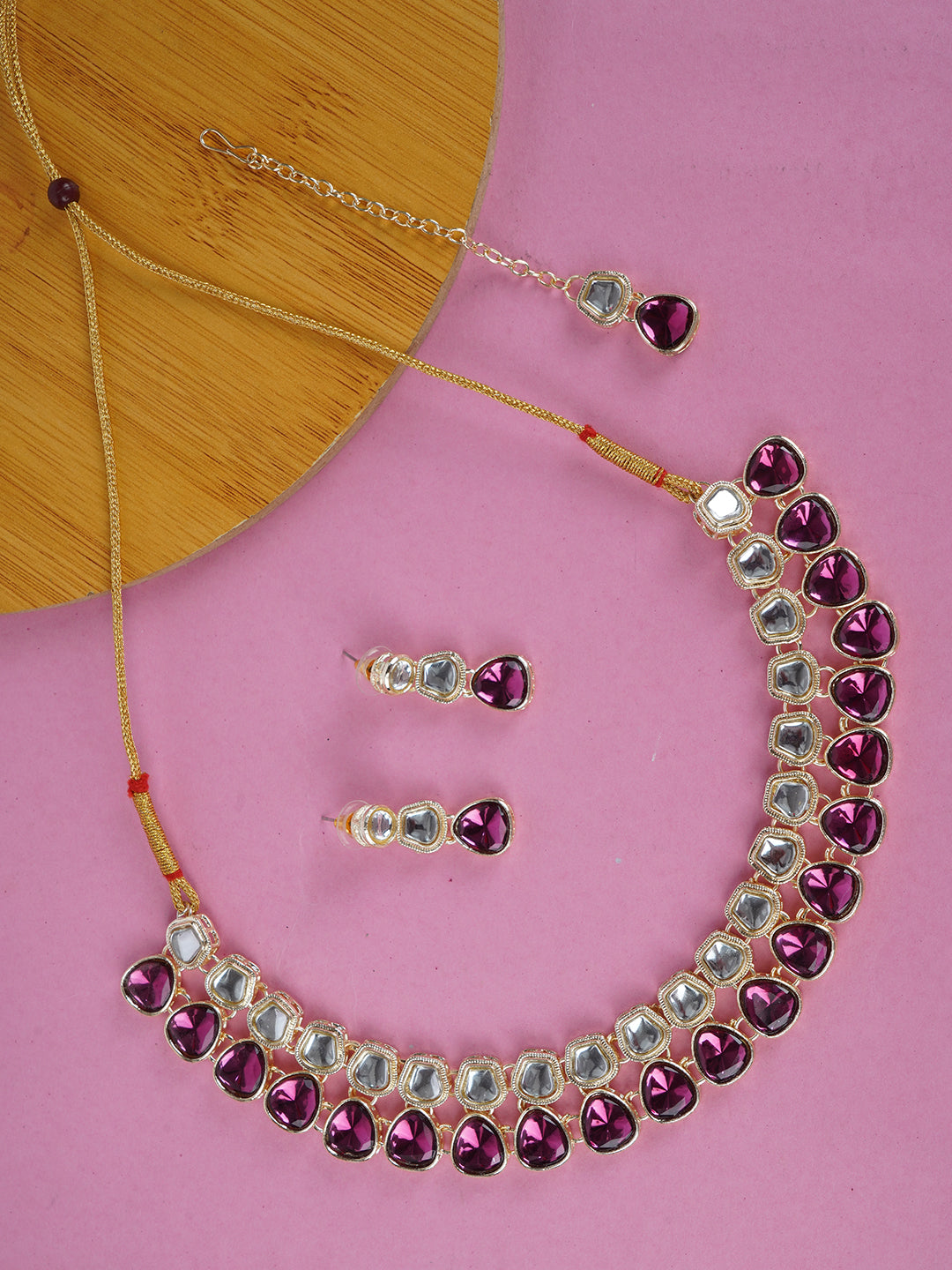 Divisha Alloy Gold-plated Purple Jewellery Set - Distacart