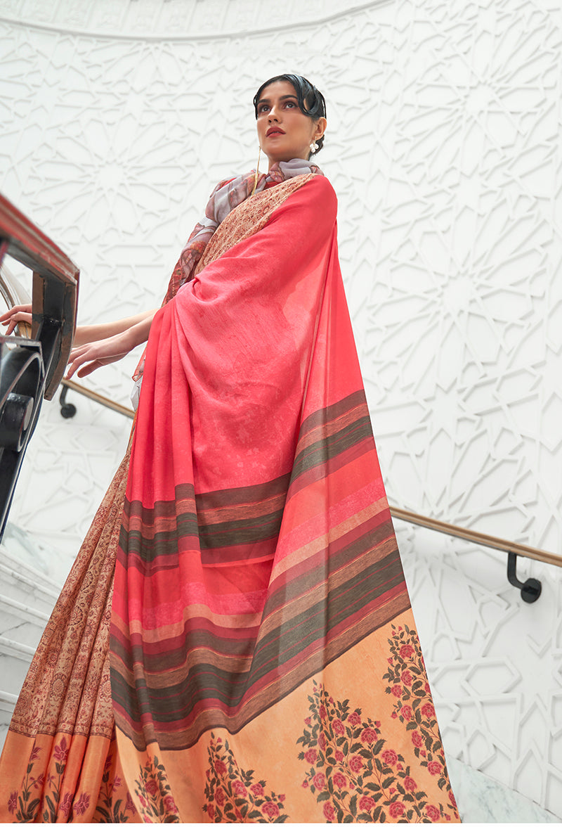 Monjolika Fashion Multi Colour Classic Digital Printed Crepe Silk Saree