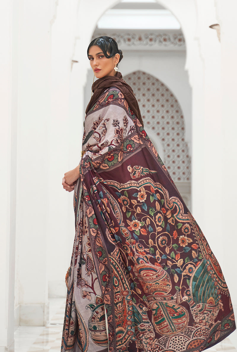 Monjolika Fashion Multi Colour Classic Digital Printed Crepe Silk Saree