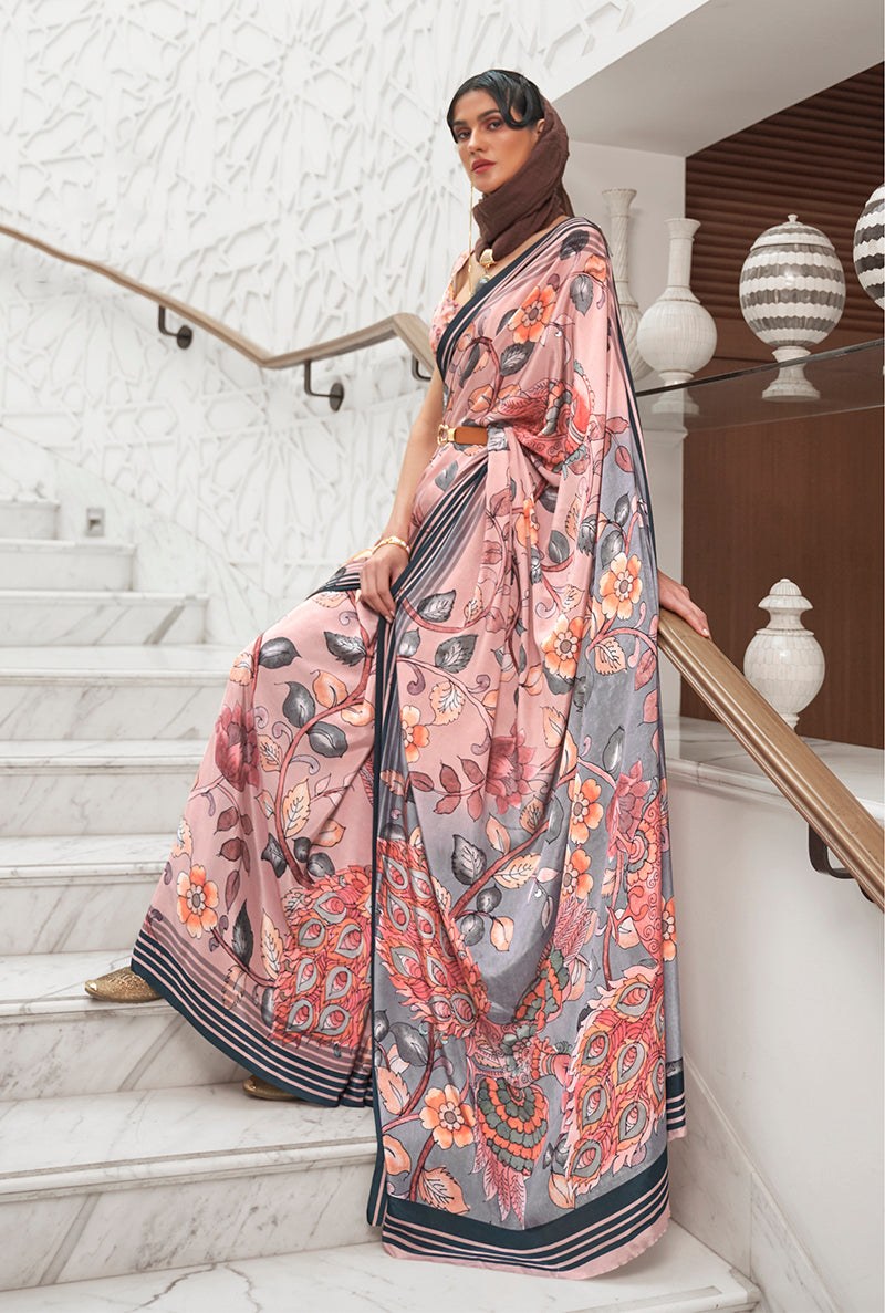 Monjolika Fashion Multi Colour Classic Digital Printed Crepe Silk Saree