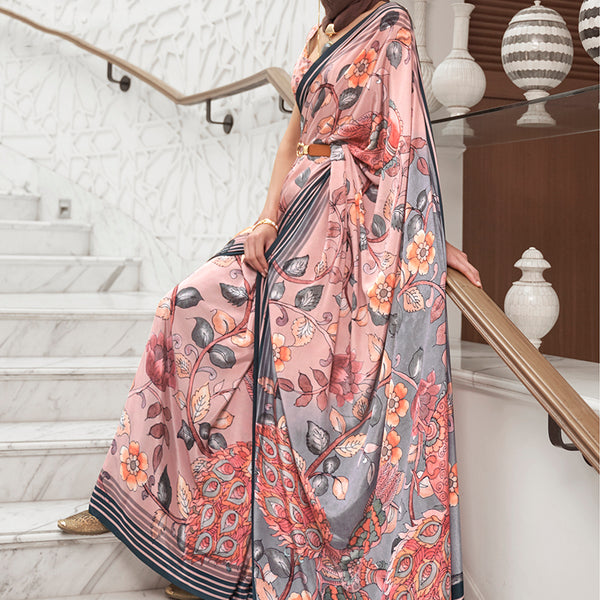 Monjolika Fashion Multi Colour Classic Digital Printed Crepe Silk Saree - Distacart