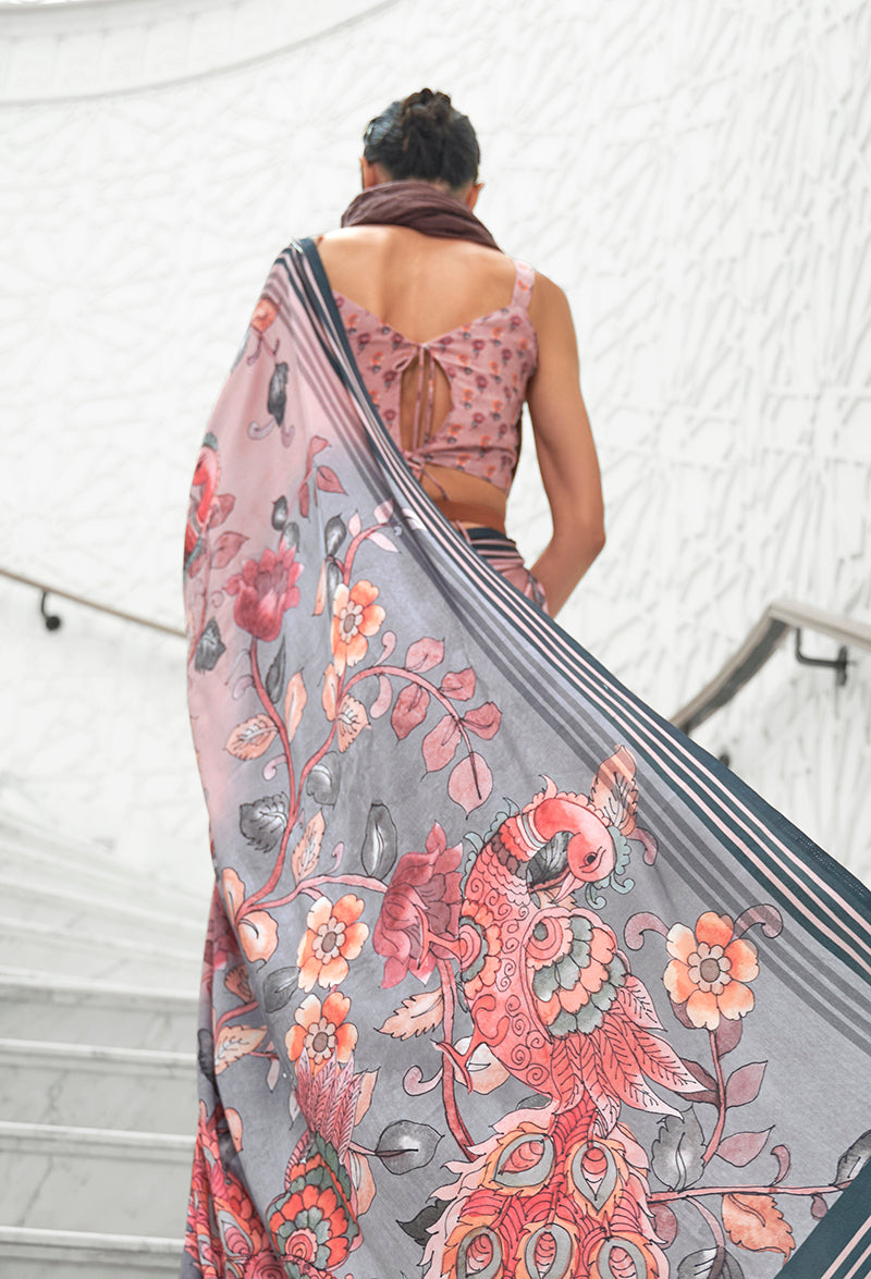 Monjolika Fashion Multi Colour Classic Digital Printed Crepe Silk Saree