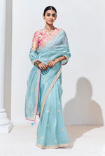 Thumbnail for Monjolika Fashion Sky Blue Embroidered Sequence Work Saree For Festival - Distacart