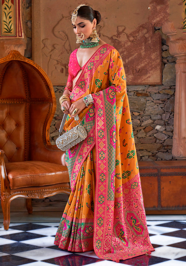 Monjolika Fashion Banarasi Silk Weaving Mustard Classic Saree