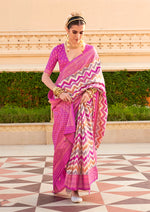 Thumbnail for Monjolika Fashion Silk Magenta Foil Print Contemporary Saree