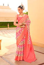 Thumbnail for Monjolika Fashion Silk Peach Foil Print Trendy Saree