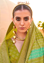 Thumbnail for Monjolika Fashion Silk Olive Foli Print Classic Saree