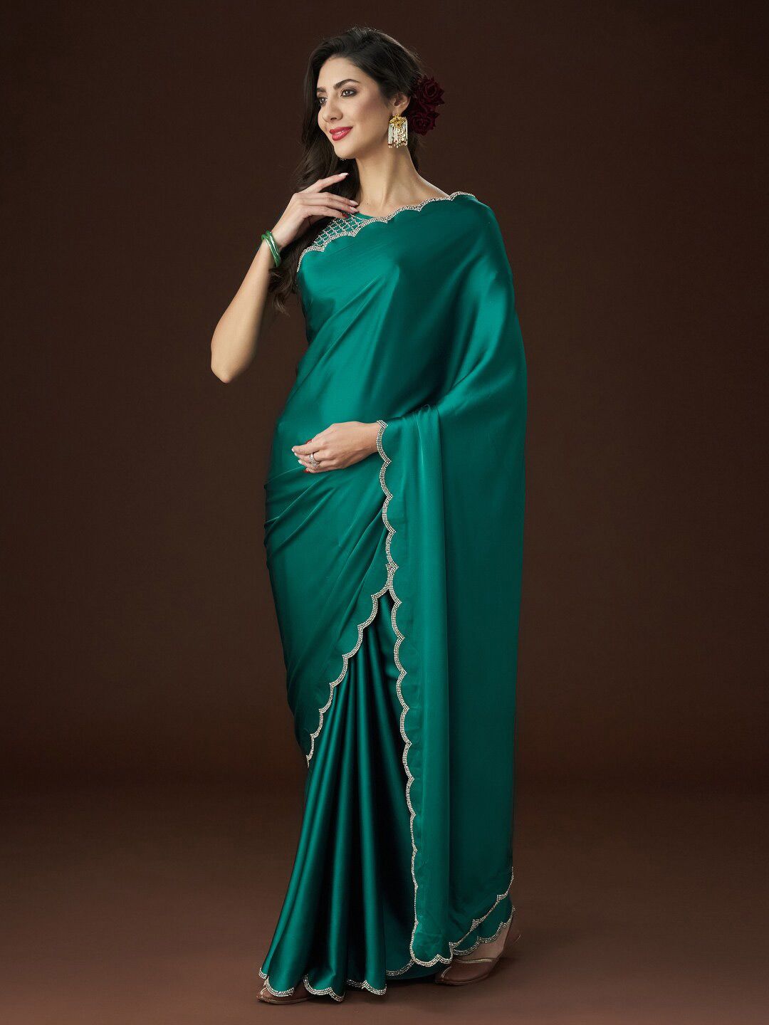 kasee Embellished Satin Saree - Distacart