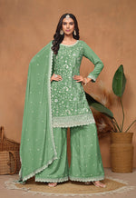 Thumbnail for Monjolika Fashion Light-Green Color Embroidered Santoon Chinnon Salwar Suit