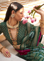 Thumbnail for Monjolika Fashion Silk Foliage Prints Burgundy Patola Trendy Saree