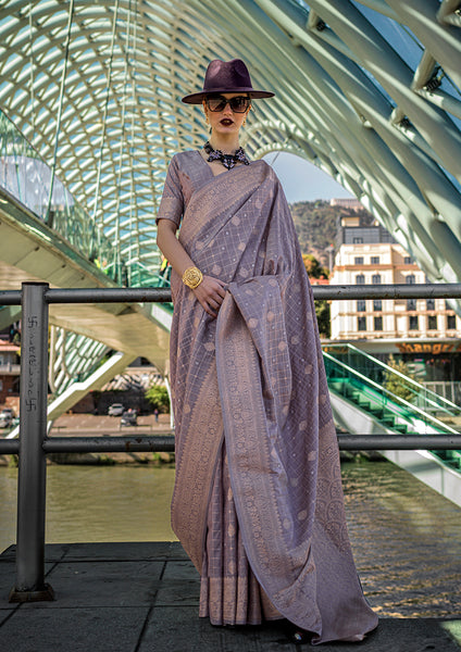 Monjolika Fashion Light Purple Color Katan Silk Weaving Zari Work Contemporary Saree