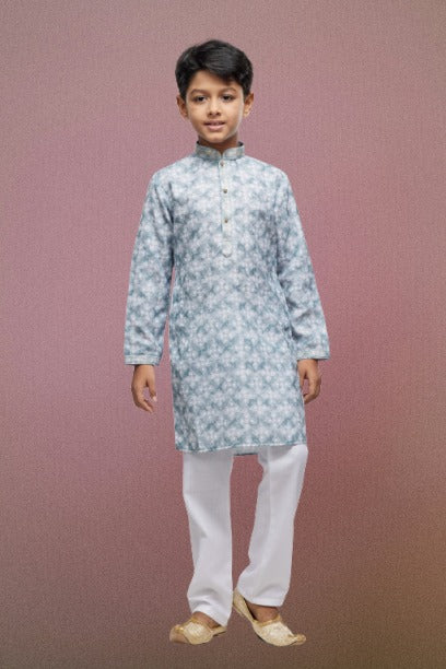 Raivat Ethnic Cotton Thread Work Kids Kurta Pajama In Sky Blue Colour - Distacart