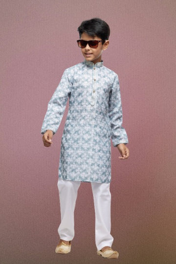 Raivat Ethnic Cotton Thread Work Kids Kurta Pajama In Sky Blue Colour - Distacart
