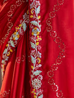 Thumbnail for kasee Ethnic Motifs Kutchi Embroidery Pure Silk Saree - Distacart