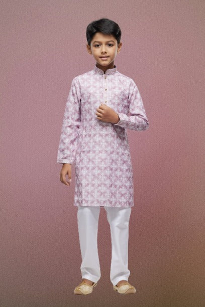 Raivat Ethnic Cotton Thread Work Kids Kurta Pajama In Pink Colour - Distacart