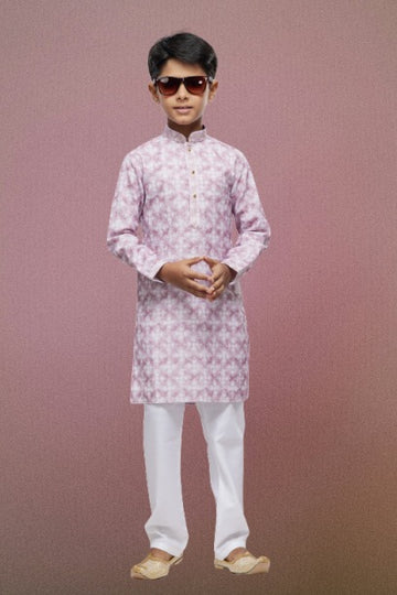 Raivat Ethnic Cotton Thread Work Kids Kurta Pajama In Pink Colour - Distacart