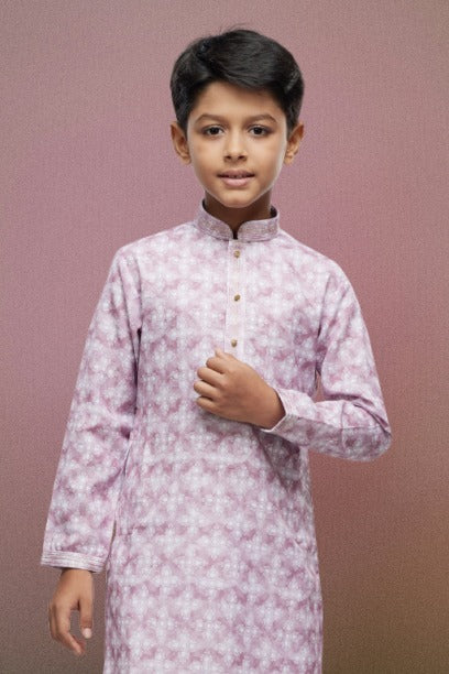Raivat Ethnic Cotton Thread Work Kids Kurta Pajama In Pink Colour - Distacart