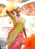 Thumbnail for Monjolika Fashion Peach Weaving Zari Katan Silk Party Classic Saree