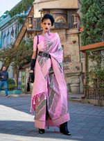 Thumbnail for Monjolika Fashion Katan Silk Weaving Zari Pink Party Classic Saree
