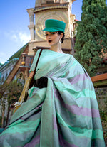 Thumbnail for Monjolika Fashion Sea Green Katan Silk Weaving Zari Traditional Saree - Distacart