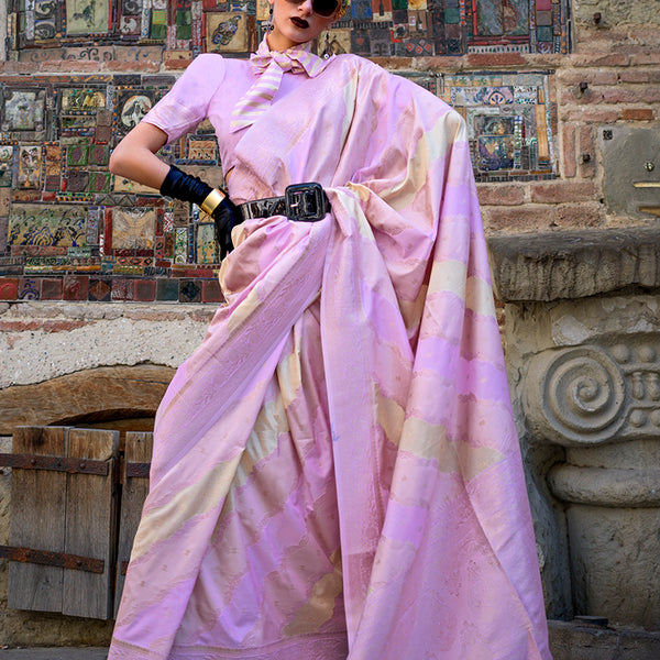 Monjolika Fashion Katan Silk Weaving Zari Trendy Saree In Mauve - Distacart