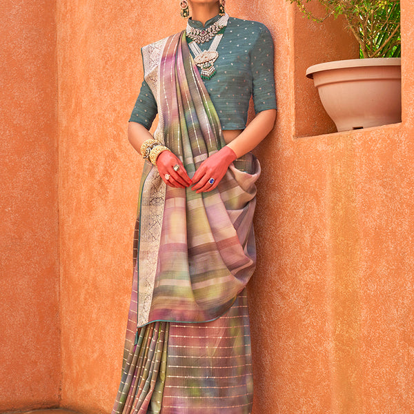 Monjolika Fashion Silk Multi Colour Foil Print Contemporary Saree - Distacart