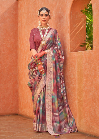 Monjolika Fashion Silk Multi Colour Foil Print Classic Saree