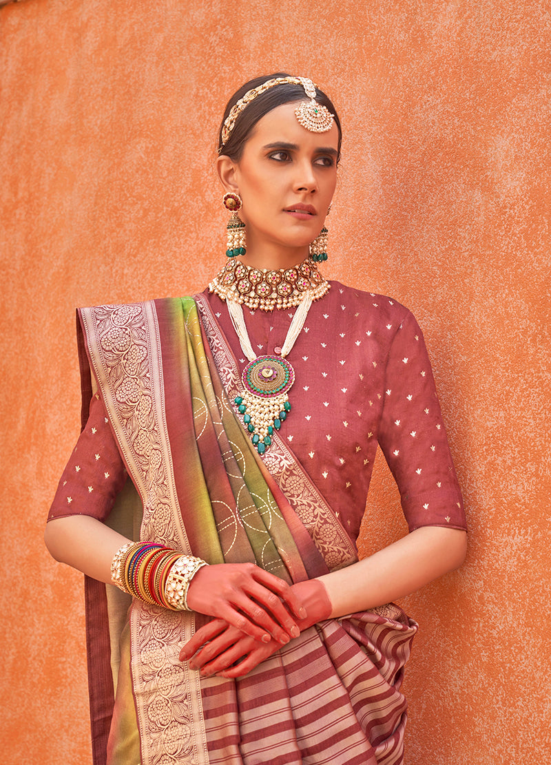 Monjolika Fashion Silk Foil Print Multi Colour Contemporary Saree