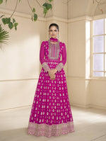 Thumbnail for Anaita Pink Embroidered Viscose Jacquard Anarkali Suit - Distacart