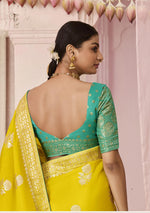 Thumbnail for Monjolika Fashion Yellow Weaving Floral Printed Viscose Classic Saree