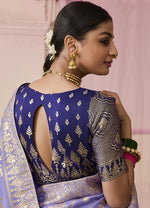 Thumbnail for Monjolika Fashion Viscose Weaving Floral Printed Lavender Traditional Saree
