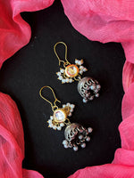 Thumbnail for Joban Fashion Women White Kundan Top With Oxidized Jhumki Earring - Distacart