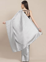 Thumbnail for Anouk Grey Solid Satin Saree - Distacart