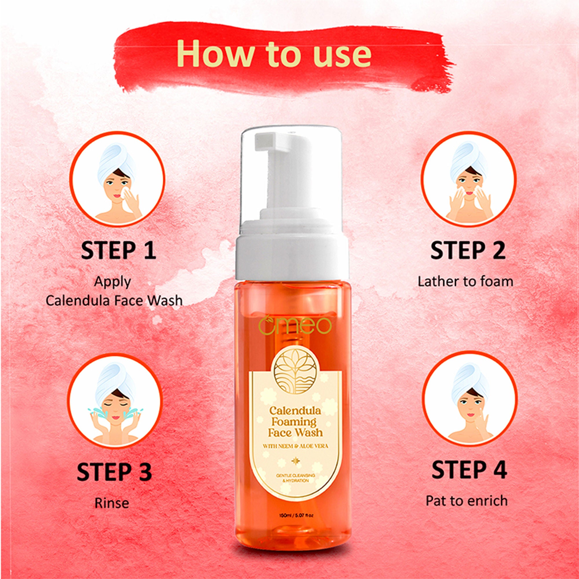 Omeo Calendula Foaming Face Wash - Gentle, Daily Use, Safe For All Skin Types - Dista