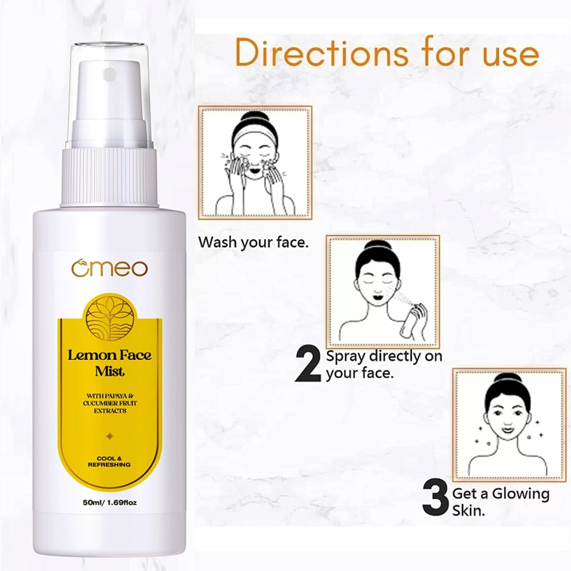 Omeo Lemon Face Mist With Papaya & Cucumber Extract - Cool & Refershing - Dista