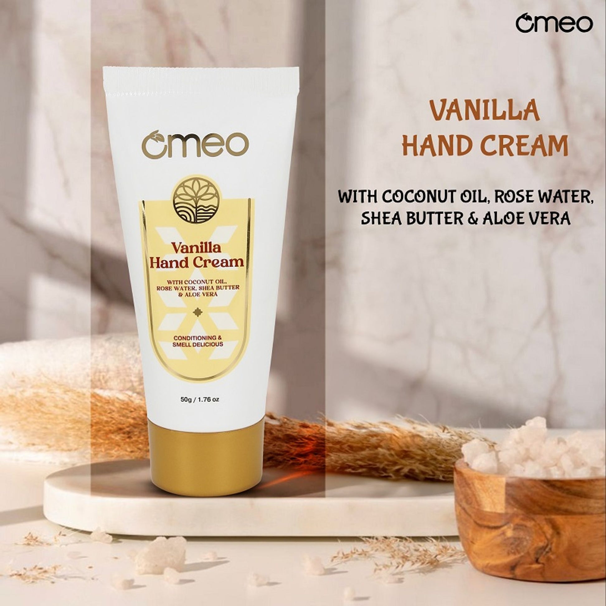 Omeo Vanilla Hand Cream - For Glowing & Hydrated Hands - Dista