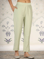 Thumbnail for Ode by House of Pataudi Embroidered Gota Patti A-Line Kurta with Trousers and Dupatta - Distacart
