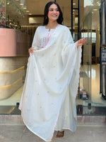 Thumbnail for The52 White Women's Beautiful Cotton Fabric Thread Work Straight Kurta Pant and Dupatta Set - Distacart
