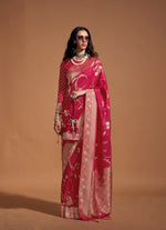 Thumbnail for Monjolika Fashion Rani Pink Silk Weaving Designer Traditional Saree - Distacart