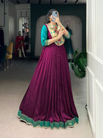 Thumbnail for Lorenvalley Fashion Wine Vichitra Silk Zari Weaving Work With Lace Touch Up Gown - Distacart