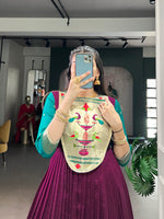 Thumbnail for Lorenvalley Fashion Wine Vichitra Silk Zari Weaving Work With Lace Touch Up Gown - Distacart