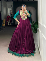 Thumbnail for Lorenvalley Fashion Wine Vichitra Silk Zari Weaving Work With Lace Touch Up Gown - Distacart