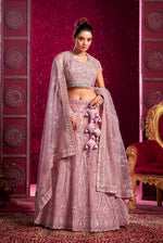 Thumbnail for Monjolika Fashion Net Embroidered And Sequin Work Wedding Lehenga Choli in Pink