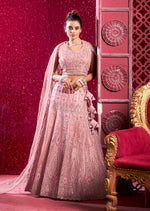 Thumbnail for Monjolika Fashion Net Embroidered And Sequin Work Wedding Lehenga Choli in Pink