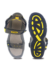 Thumbnail for Sparx Men Olive-Green & Yellow Colourblocked Floater Sandals