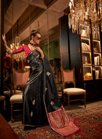 Thumbnail for Monjolika Fashion Satin Black Weaving Work Trendy Saree - Distacart