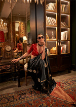 Thumbnail for Monjolika Fashion Satin Black Weaving Work Trendy Saree - Distacart