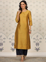 Thumbnail for Ode by House of Pataudi Round Neck Kurta With Palazzos - Distacart