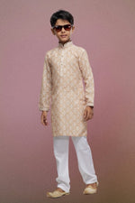 Thumbnail for Raivat Ethnic Cotton Thread Work Kids Kurta Pajama In Beige Colour - Distacart